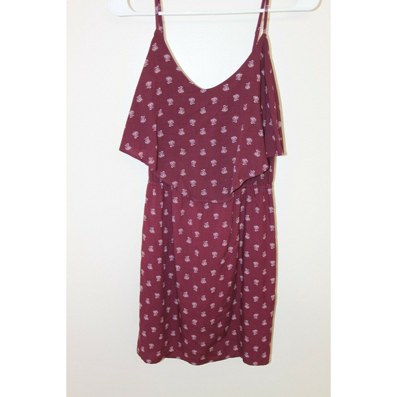 Old Navy Sleeveless Spaghetti Strap Floral Mini Silhouette Maroon Dress Size XS - Picture 1 of 7